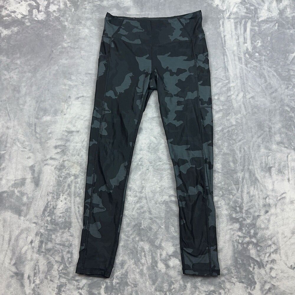 prAna Leggings Women’s Size M Gray Camo Electa High Rise Athleisure Gym Stretch